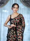 Banarasee Handloom Organza Mix Saree With Zari Woven Design-Black
