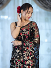 Banarasee Handloom Organza Mix Saree With Zari Woven Design-Black