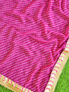 Banarasee Handwoven Satin Brocade Salwar Kameez With Gota Patti Leheriya Dupatta- Green & Pink