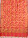 Banarasee Chanderi Cotton Stripes Salwar Kameez Fabric With Dupatta-Red