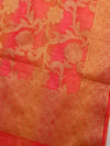 Banarasee Chanderi Cotton Stripes Salwar Kameez Fabric With Dupatta-Red