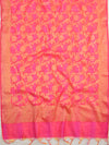 Banarasee Chanderi Cotton Stripes Salwar Kameez Fabric With Dupatta-Pink