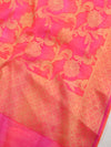 Banarasee Chanderi Cotton Stripes Salwar Kameez Fabric With Dupatta-Pink
