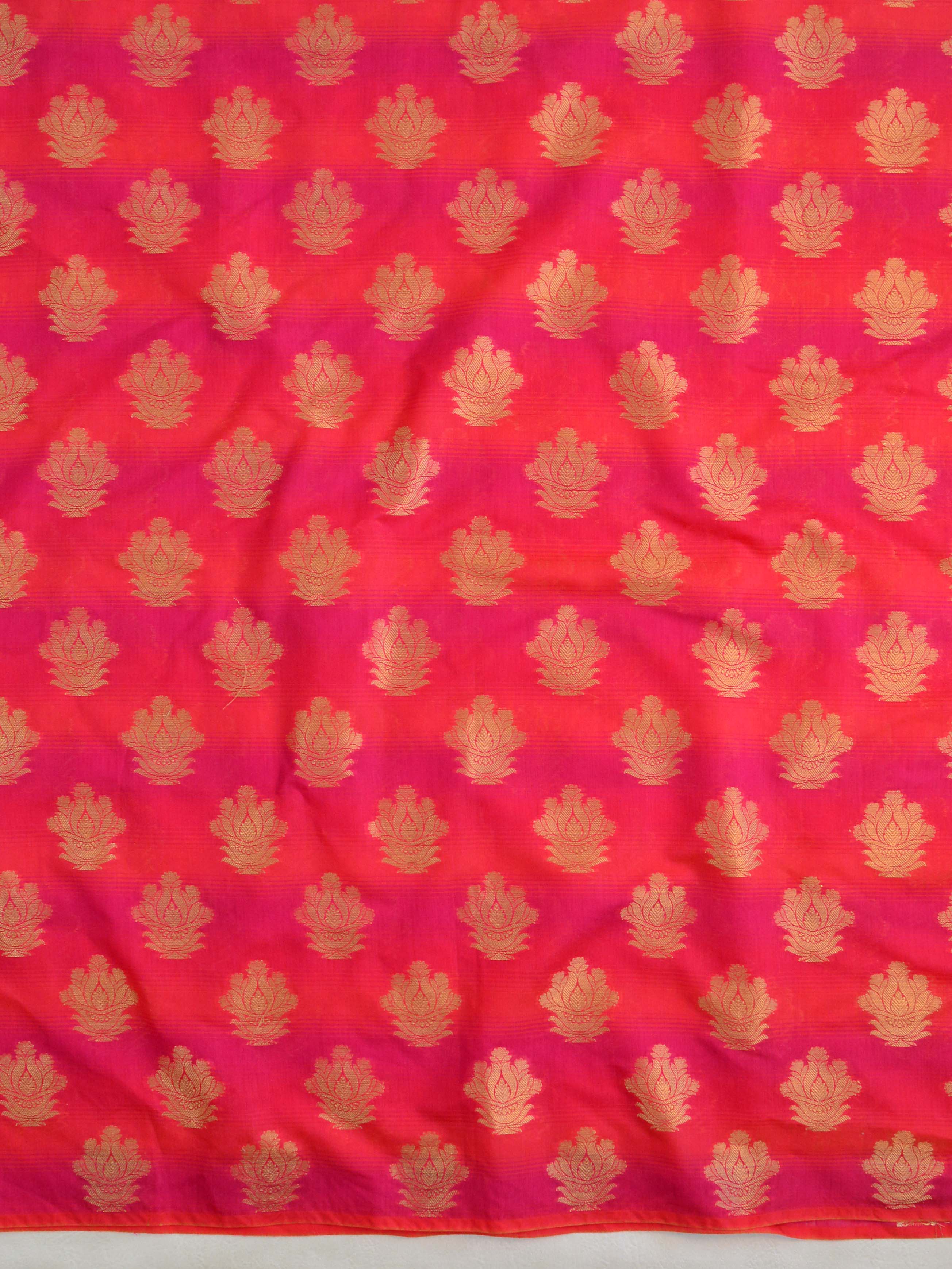 Banarasee Chanderi Cotton Stripes Salwar Kameez Fabric With Dupatta-Pink