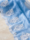 Banarasee Pure Organza Silk Saree With Floral Resham Embroidery-Light Blue