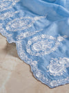 Banarasee Pure Organza Silk Saree With Floral Resham Embroidery-Light Blue