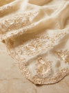 Banarasee Pure Organza Silk Saree With Floral Resham Embroidery-Cream