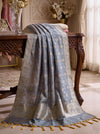 Banarasee Katan Silk Dupatta With Zari Woven Design-Grey