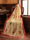 Banarasee Handloom Hand Painted Tissue Dupatta-Gold