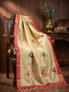 Banarasee Handloom Hand Painted Tissue Dupatta-Gold
