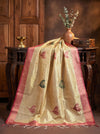 Banarasee Handloom Hand Painted Tissue Dupatta-Gold