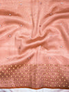 Banarasee Handwoven Tissue Saree With Zari Buti Design Border & Lace-Peach