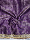 Banarasee Handwoven Tissue Saree With Zari Jaal Design Border & Lace-Purple