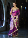 Banarasee Handwoven Tissue Saree With Embroidered Ghungroo Work-Violet