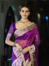Banarasee Handwoven Tissue Saree With Embroidered Ghungroo Work-Violet