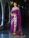 Banarasee Handwoven Tissue Saree With Embroidered Ghungroo Work-Violet