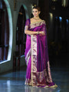 Banarasee Handwoven Tissue Saree With Embroidered Ghungroo Work-Violet