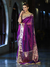 Banarasee Handwoven Tissue Saree With Embroidered Ghungroo Work-Violet