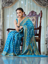 Banarasee Handloom Pure Chiffon Saree With Resham Work-Sky Blue