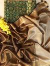 Banarasee Pure Linen By Tissue Metallic Shine Saree With Brocade Blouse-Black