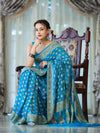 Banarasee Handloom Pure Chiffon Saree With Resham Work-Sky Blue