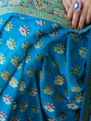 Banarasee Handloom Pure Chiffon Saree With Resham Work-Sky Blue