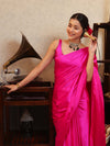 Banarasee Handloom Plain Mashru Silk Saree-Fuschia Pink