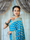 Banarasee Handloom Pure Chiffon Saree With Resham Work-Sky Blue
