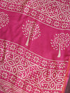 Banarasee Handloom Chanderi Bagru Block Printed Saree-Pink