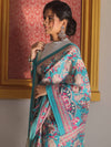 Handloom Mul Cotton Hand-Block Print Saree-Blue