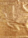 Banarasee Satin Brocade Gold Zari Jaal Design Fabric-Beige