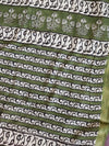 Handloom Maheshwari Silk Bagru Block Printed Saree-Green