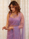 Banarasee Handwoven Semi Chiffon Saree With Mirror Work-Lilac