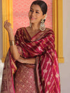Banarasee Semi Katan Silk Salwar Kameez Fabric With Dupatta Zari Work-Magenta