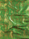 Banarasee Satin Brocade Gold Zari Jaal Design Fabric-Deep Green