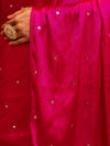 Banarasee Handloom Satin Hand Dyed Saree With Mirror Work-Pink(Dual Tone)