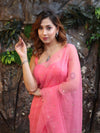 Banarasee Handwoven Semi Chiffon Saree With Mirror Work-Light Pink