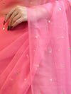 Banarasee Handwoven Semi Chiffon Saree With Mirror Work-Light Pink