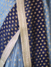 Banarasee Handwoven Dual Color Semi-Chiffon Saree With Zari Work & Lace Border-Blue