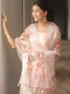 Banarasee Chanderi Salwar Kameez Fabric With Organza Digital Print Dupatta Set-Cream