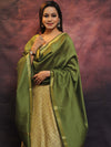 Banarasee Brocade Work Salwar Kameez Fabric & Plain Dupatta-Yellow & Green