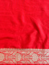 Banarasee Handwoven Faux Georgette Saree With Silver Zari Design-Red