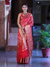 Banarasee Organza Mix Saree With Thread Embroidered Work & Zari Border-Red