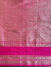 Banarasee Handwoven Soft Semi Silk Saree With Shibori Design-Pink & White