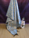 Banarasee Cotton Silk Dupatta With Zari Jaal Design-Light Blue