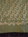 Banarasee Cotton Silk Dupatta With Zari Jaal Design-Light Green