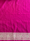 Banarasee Semi-Chiffon Saree With Silver Zari Design-Maroon & Pink