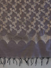 Banarasee Cotton Silk Dupatta With Zari Jaal Design-Grey