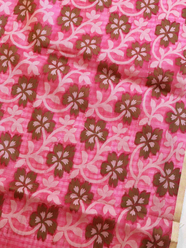 Banarasee Cotton Silk Mix Half & Half Saree-Pink