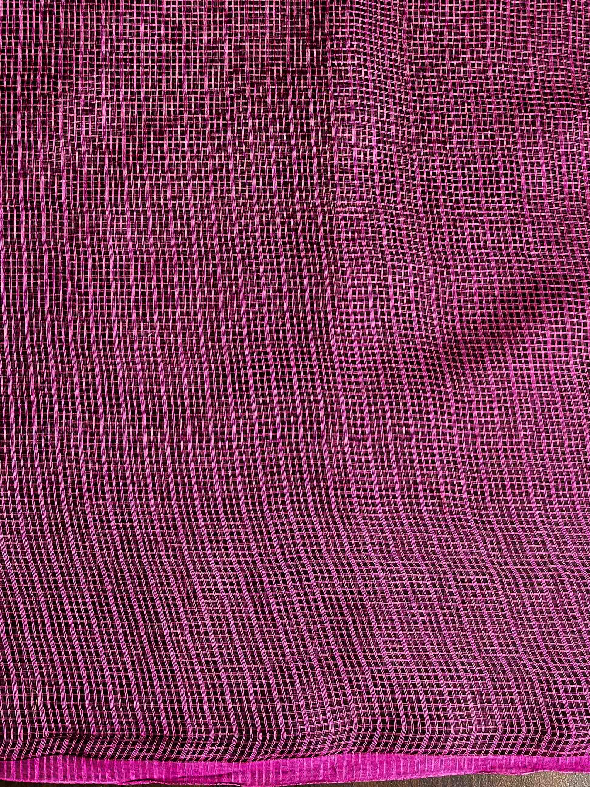 Banarasee Pure Kota Doria Saree With Embroidery Work-Plum